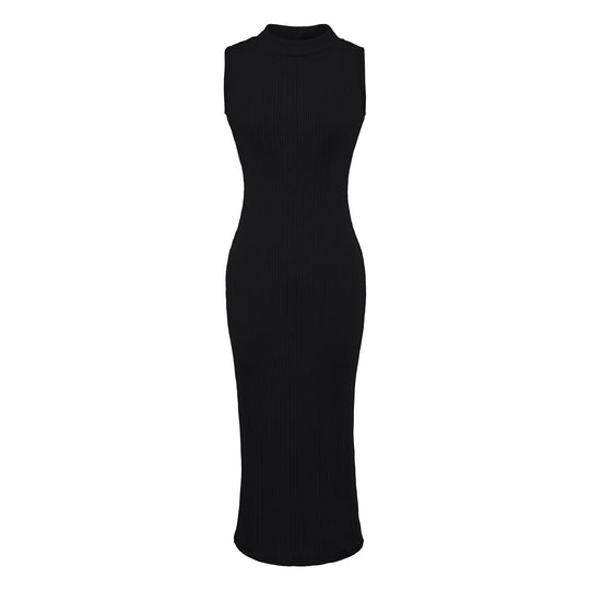 Damen Midikleid in Rippstrick, ärmelloses Slim‑Fit mit Stehkragen Nord Taschen