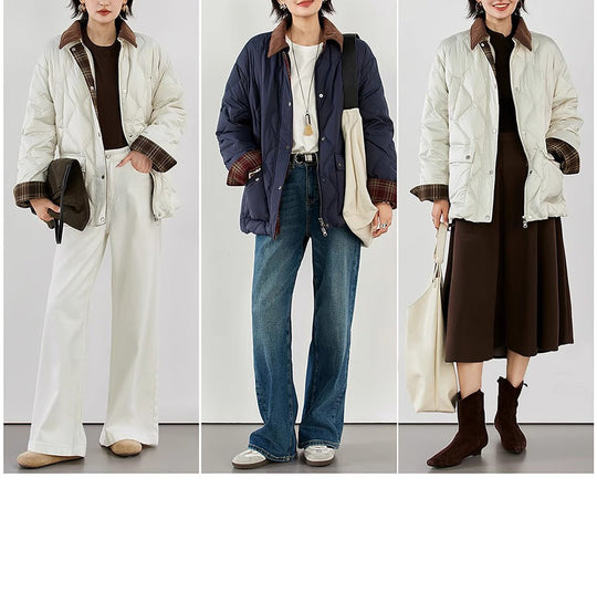 Damen Steppjacke mit karierten Akzenten Nord Taschen