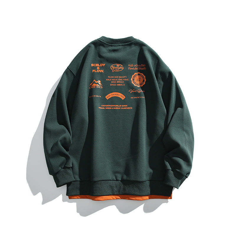 Unisex Oversize-Sweatshirt mit großflächigem Rückenprint, Lagenoptik und gerippten Bündchen Nord Taschen