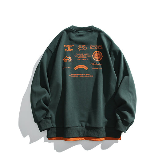 Unisex Oversize-Sweatshirt mit großflächigem Rückenprint, Lagenoptik und gerippten Bündchen Nord Taschen