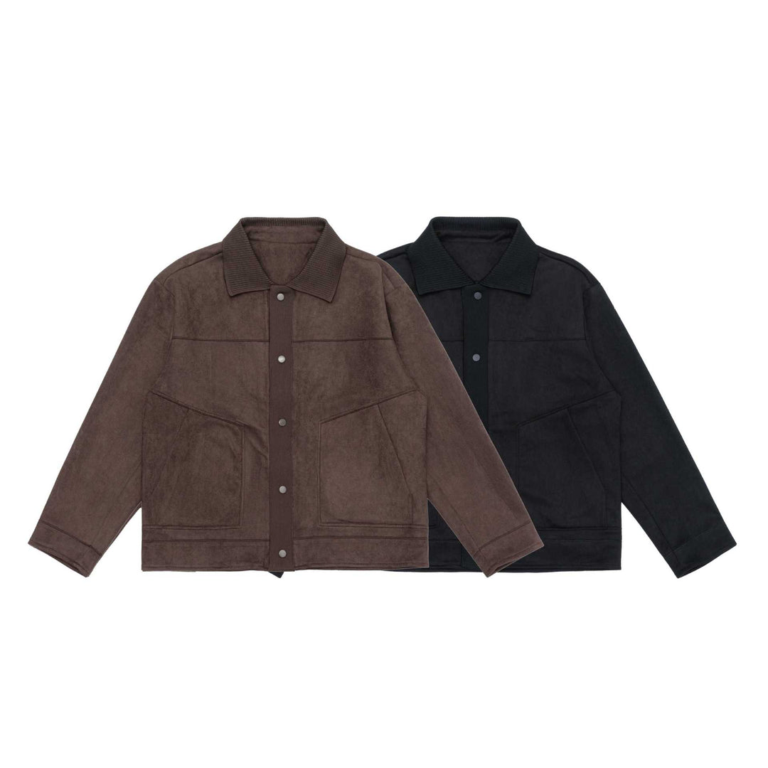 Herren Overshirt-Jacke aus strukturiertem Velours mit Rippenkragen Nord Taschen