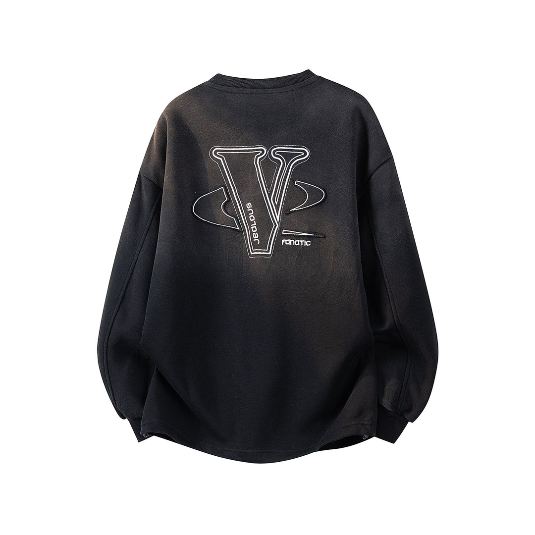 Damen Oversize-Sweatshirt mit gesticktem Schriftzug, abgerundetem Saum & überschnittener Schulter Nord Taschen