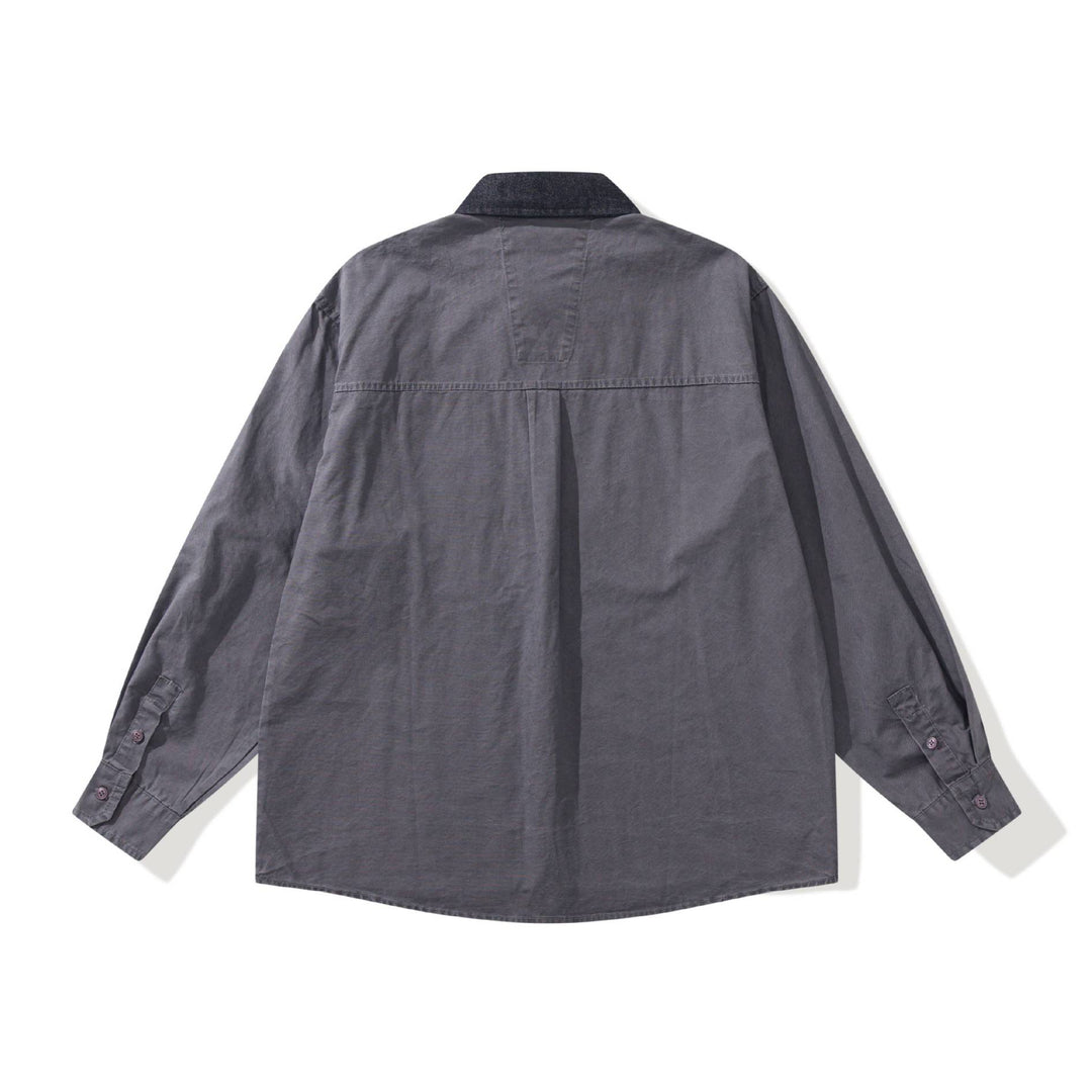 Herren Oversize‑Hemdjacke mit kontrastierendem Cordkragen und dekorativer Brusttasche Nord Taschen