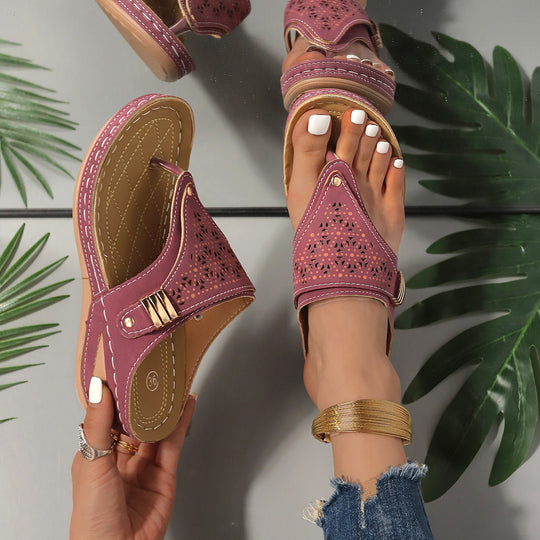 Damen komfortable Zehentrenner-Sandaletten mit atmungsaktiver Oberstruktur und ergonomischem Fußbett