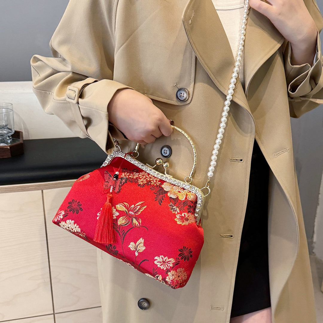Damen elegante Clutch mit floralen Motiven Nord Taschen