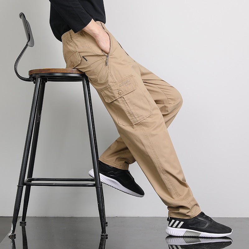 Herren Lockere Cargohose mit elastischem Bund, Multifach‑Taschen & geradem Bein Nord Taschen