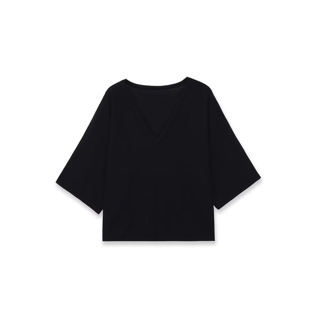 Damen Oversize V-Ausschnitt-Top mit Kimonoärmeln Nord Taschen