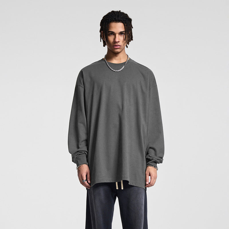 Herren Oversize-Langarmshirt mit überschnittener Schulter und Rundhalsausschnitt Nord Taschen