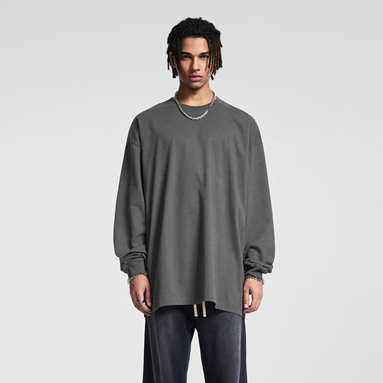Herren Oversize-Langarmshirt mit überschnittener Schulter und Rundhalsausschnitt Nord Taschen