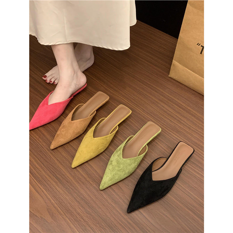 Damen spitze Mules aus weichem Veloursleder