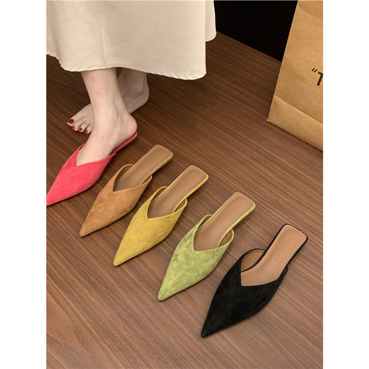 Damen spitze Mules aus weichem Veloursleder