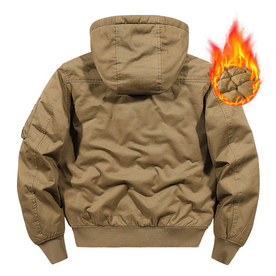 Herren wattierte Kapuzen-Canvas-Fieldjacke mit Ärmeltasche und Thermofutter Nord Taschen