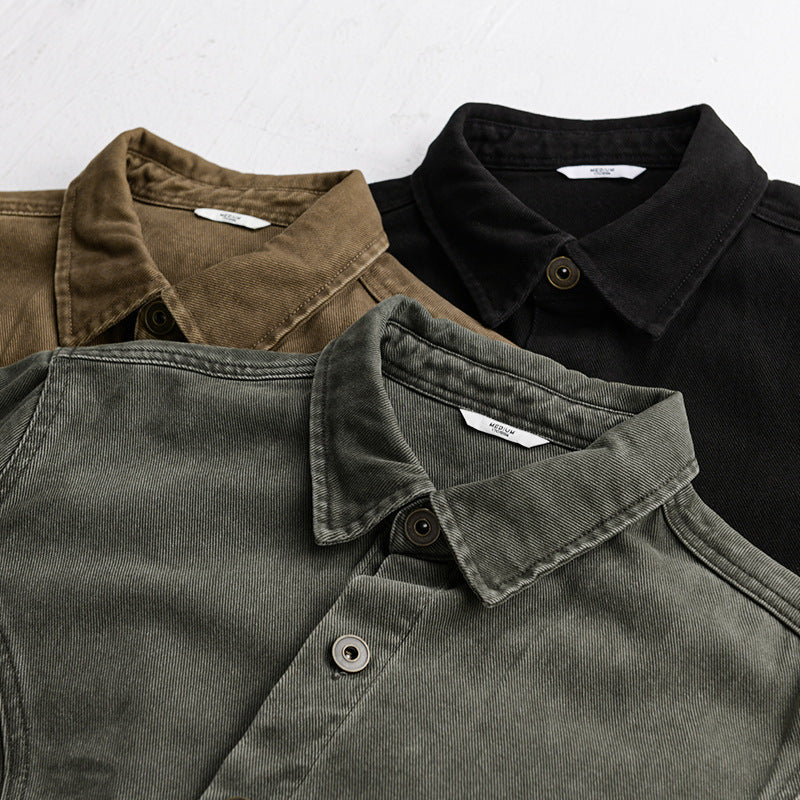 Herren robuste Canvas-Workerjacke mit Fronttaschen und markanten Ziernähten Nord Taschen