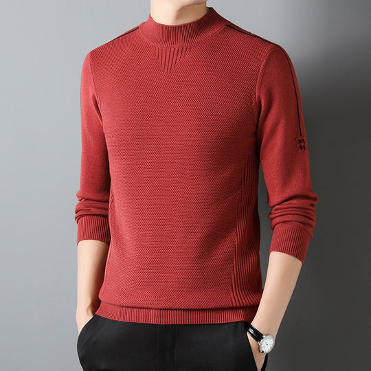 Herren Slim-Fit Strukturierter Feinstrickpullover mit kurzem Schlauchkragen und gerippten Säumen Nord Taschen