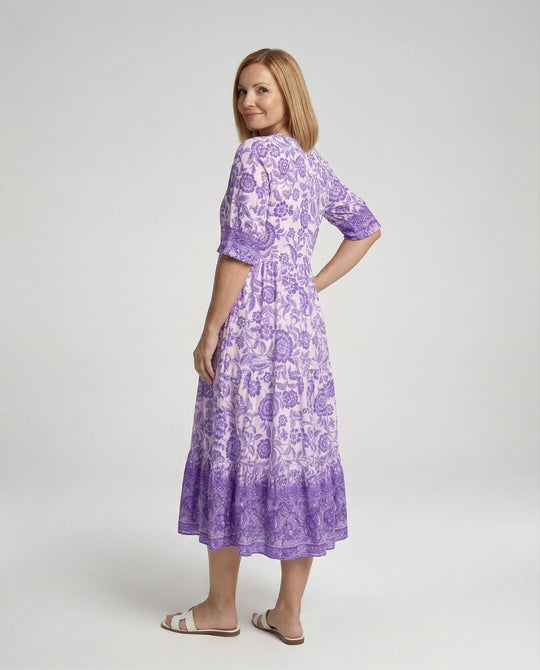 Damen Blumenkleid Midi Boho