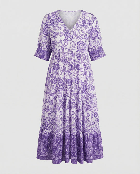Damen Blumenkleid Midi Boho