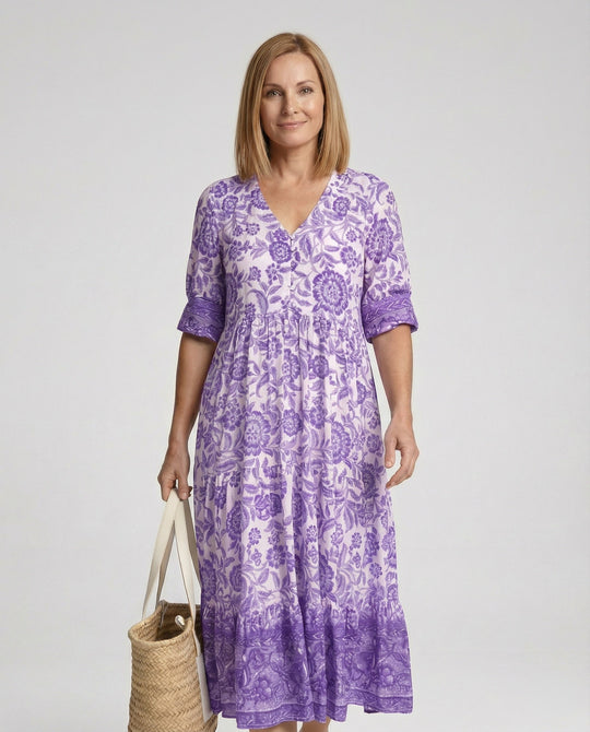Damen Blumenkleid Midi Boho