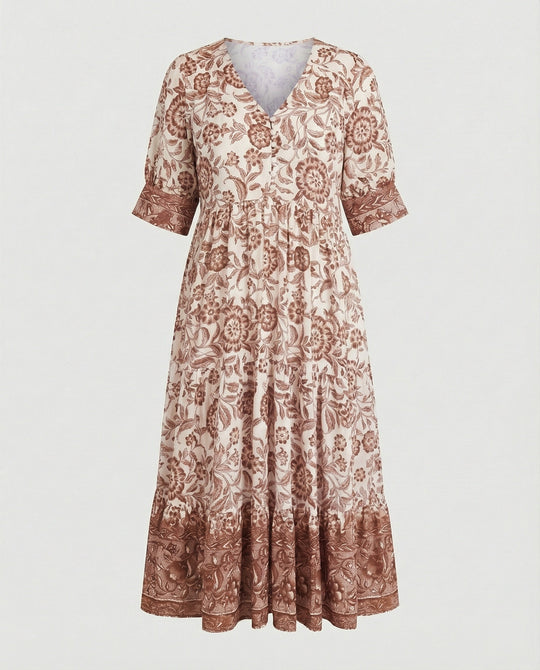 Damen Blumenkleid Midi Boho