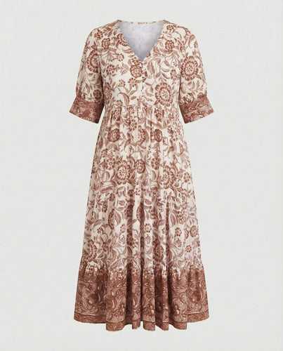 Damen Blumenkleid Midi Boho