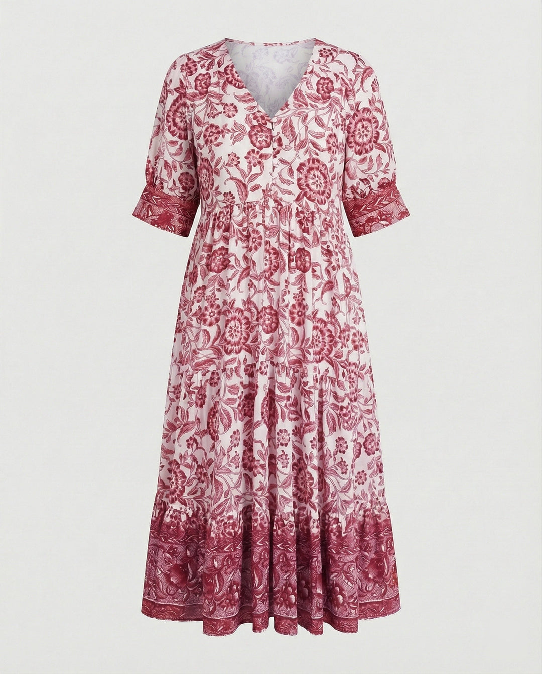Damen Blumenkleid Midi Boho