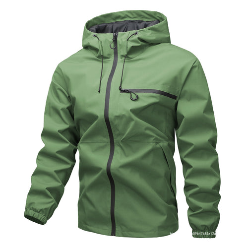 Herren Leichte dreilagige Softshell-Regenjacke mit verschweißten Reißverschlüssen, Kapuze und Brustreißverschluss Nord Taschen