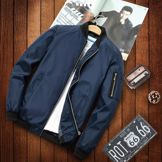 Herren Bomberjacke im Aviator-Microfiber-Look mit Ärmeltasche und gerippten Abschlüssen Nord Taschen