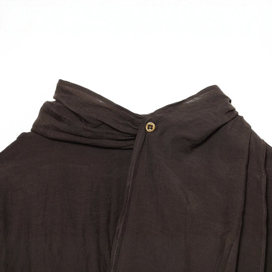 Damen Transparente Bluse mit drapiertem Schlauchkragen, Knopfleiste und Ballonärmeln Nord Taschen