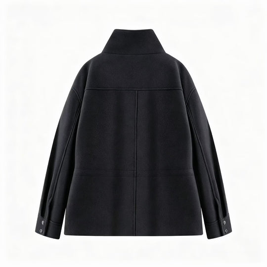 Damen Kurzjacke mit Tunnelzug, hohem Stehkragen und aufgesetzten Pattentaschen Nord Taschen