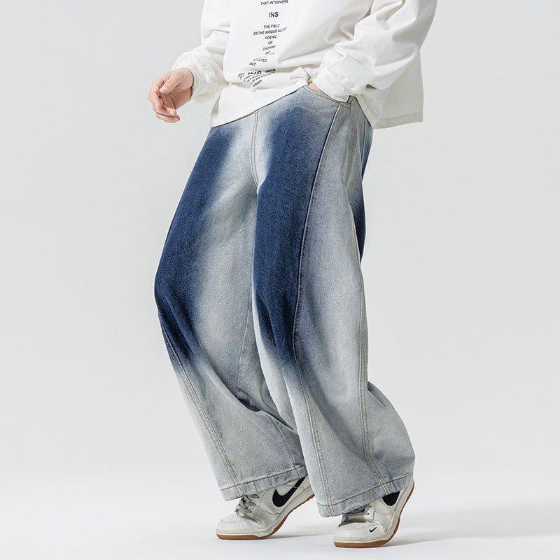 Herren Weite Paneel‑Denimhose mit Ballonbeinen und tiefem Schritt Nord Taschen