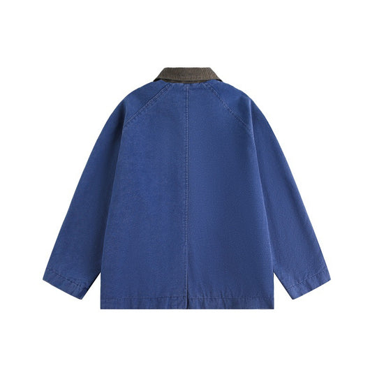 Unisex Kurz geschnittener Boxy-Jeansblouson mit Cordkragen und tonalen Ziernähten Nord Taschen