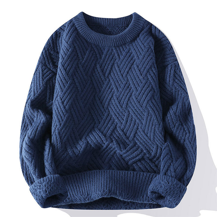 Damen grobgestrickter Oversize-Pullover mit Zopfmuster und elastischem Rippbund Nord Taschen