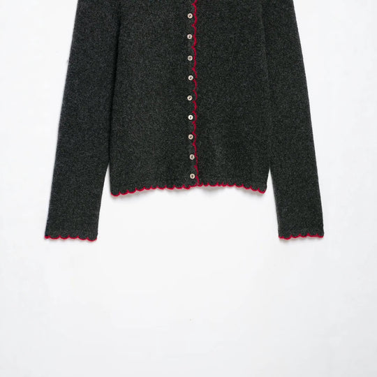 Damen Feinstrick-Cardigan mit Muschelkante und Perlmuttknöpfen Nord Taschen