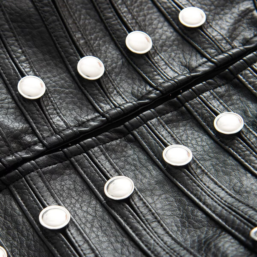 Damen Kurzjacke im Hussarenstil aus Lederoptik mit dekorativen Reihenknöpfen Nord Taschen
