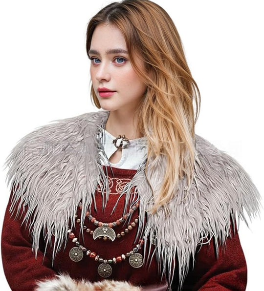 Damen Federbesetzte Schulterstola im Capelet‑Stil mit weichem Kunstfellkragen Nord Taschen