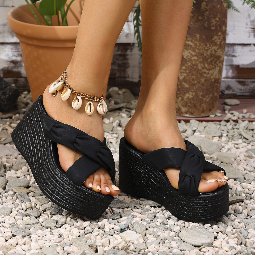 Damen Wedge-Sandalen mit modischem Kreuzriemen und komfortabler Sohle