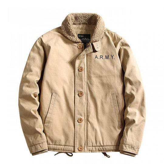 Herren  gefütterte Canvas-Pilotjacke mit Teddykragen, verdeckter Knopfleiste und verstellbarem Kordelzugsaum Nord Taschen