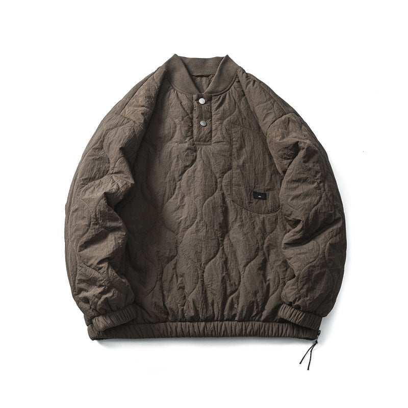 Unisex Wattierter Oversize-Anorak-Pullover mit halber Druckknopfleiste, Raglanärmeln und Tunnelzugsaum Nord Taschen