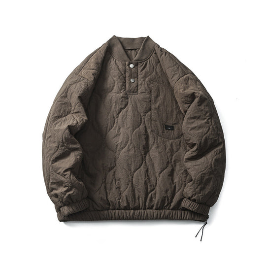 Unisex Wattierter Oversize-Anorak-Pullover mit halber Druckknopfleiste, Raglanärmeln und Tunnelzugsaum Nord Taschen