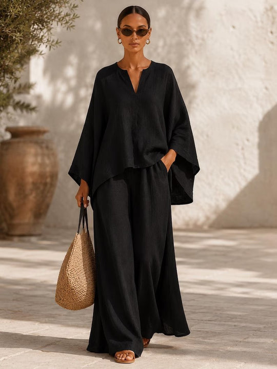 Damen Weites Leinenlook Set Nord Taschen