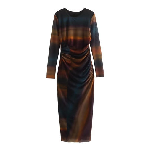 Damen Figurbetontes Midikleid mit seitlicher Drappierung und Rundhalsausschnitt Nord Taschen