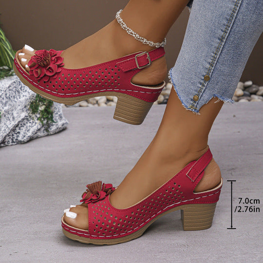 Damen modische Sling-Sandalen mit dekorativem Blumenapplikation