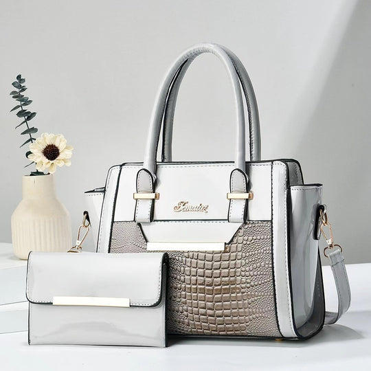 Damen elegante Handtasche mit Doppelgriff und abnehmbarer Clutch Nord Taschen