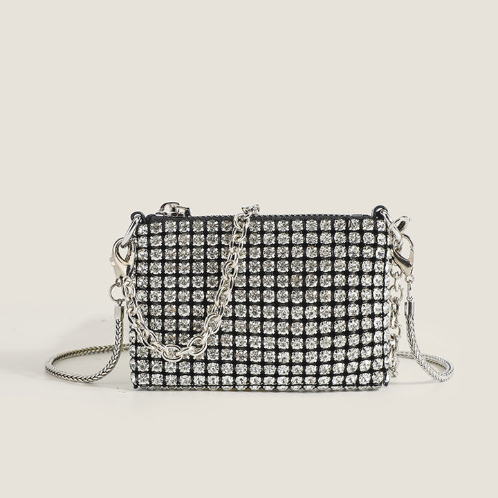 Damen Clutch-Tasche mit funkelnden Pailletten und eleganter Kettenverzierung Nord Taschen