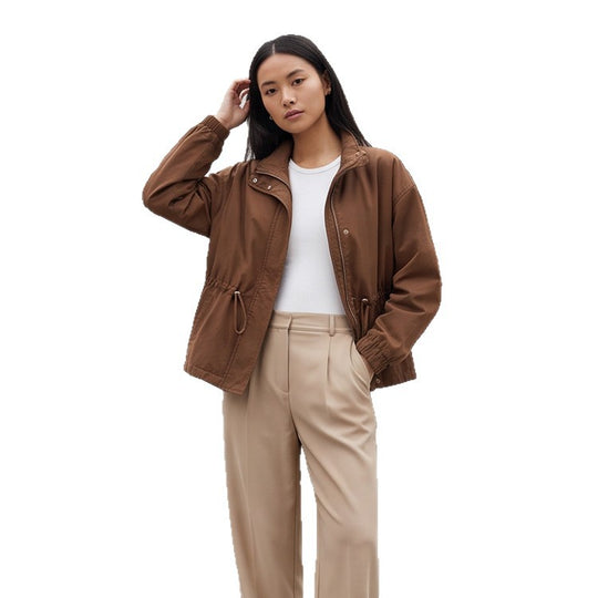 Damen Utility-Fieldjacke mit Tunnelzugtaillierung, hohem Kragen und elastischen Bündchen Nord Taschen