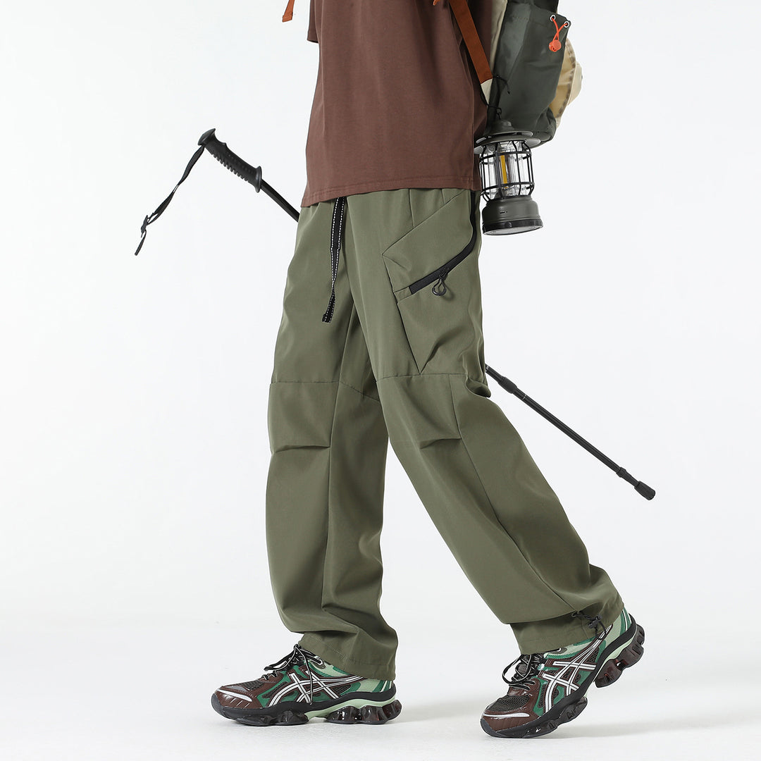 Damen Weite Utility-Cargo-Hose mit Tunnelzugbund, Reißverschluss-Taschen und verstellbaren Beinabschlüssen Nord Taschen