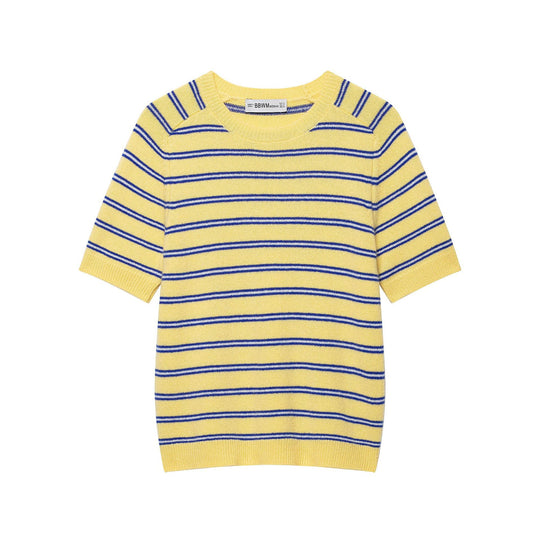Damen Gestreiftes Kurzarm‑Feinstrickshirt mit Rundhals Nord Taschen
