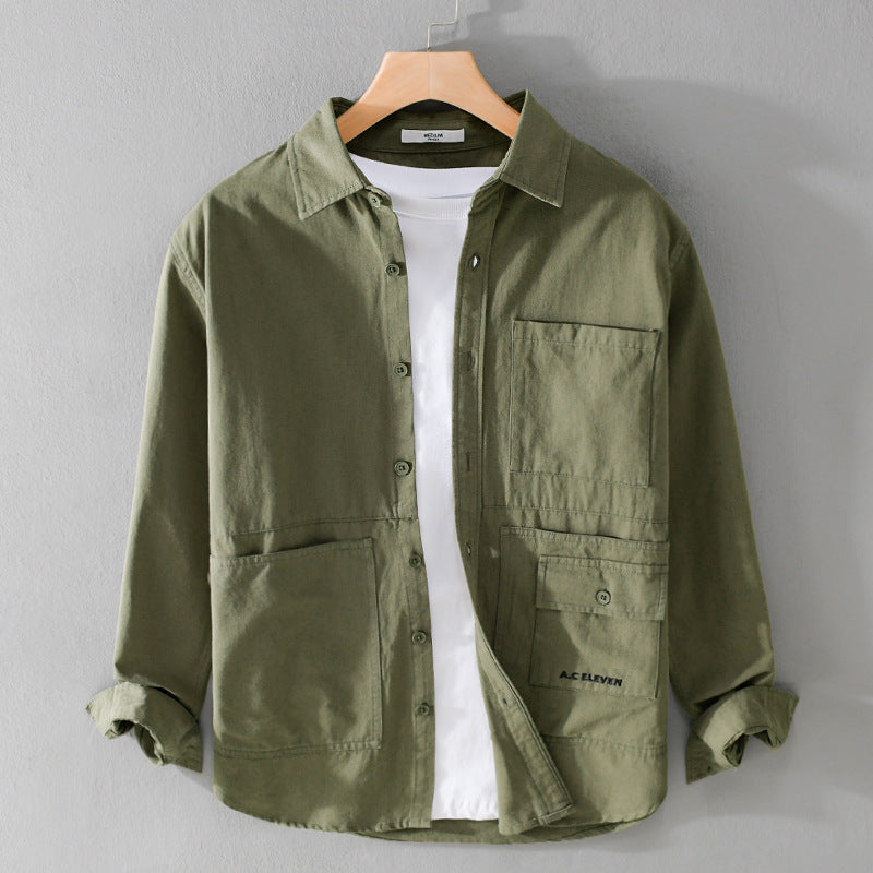 Herren Field-Overshirt aus robustem Baumwoll-Twill mit asymmetrischen Taschen Nord Taschen