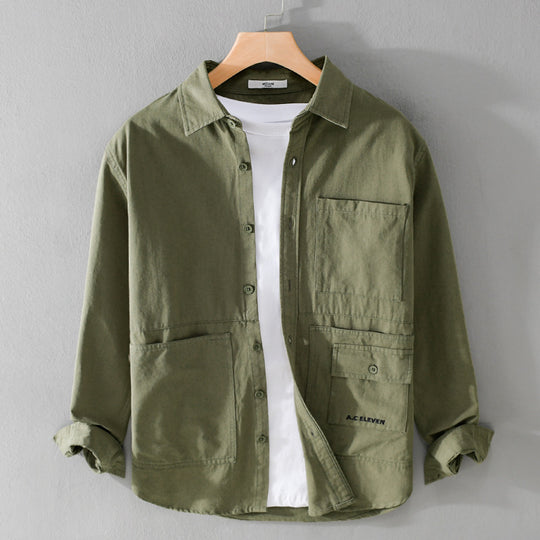 Herren Field-Overshirt aus robustem Baumwoll-Twill mit asymmetrischen Taschen Nord Taschen