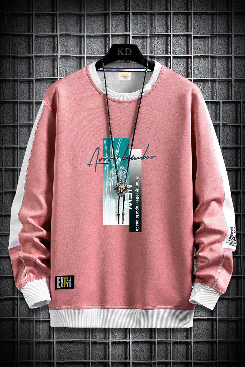 Herren Sportlich‑urbanes Rundhals‑Sweatshirt mit Kontrastärmeln, gerippten Bündchen & frontalem Grafikprint Nord Taschen
