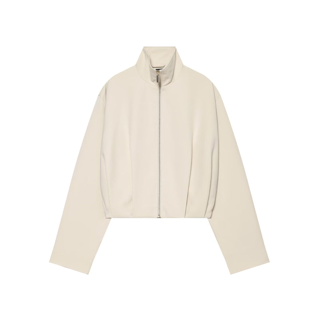 Damen Cropped Blousonjacke mit hohem Stehkragen, kastiger Silhouette und durchgehendem Metallreißverschluss Nord Taschen
